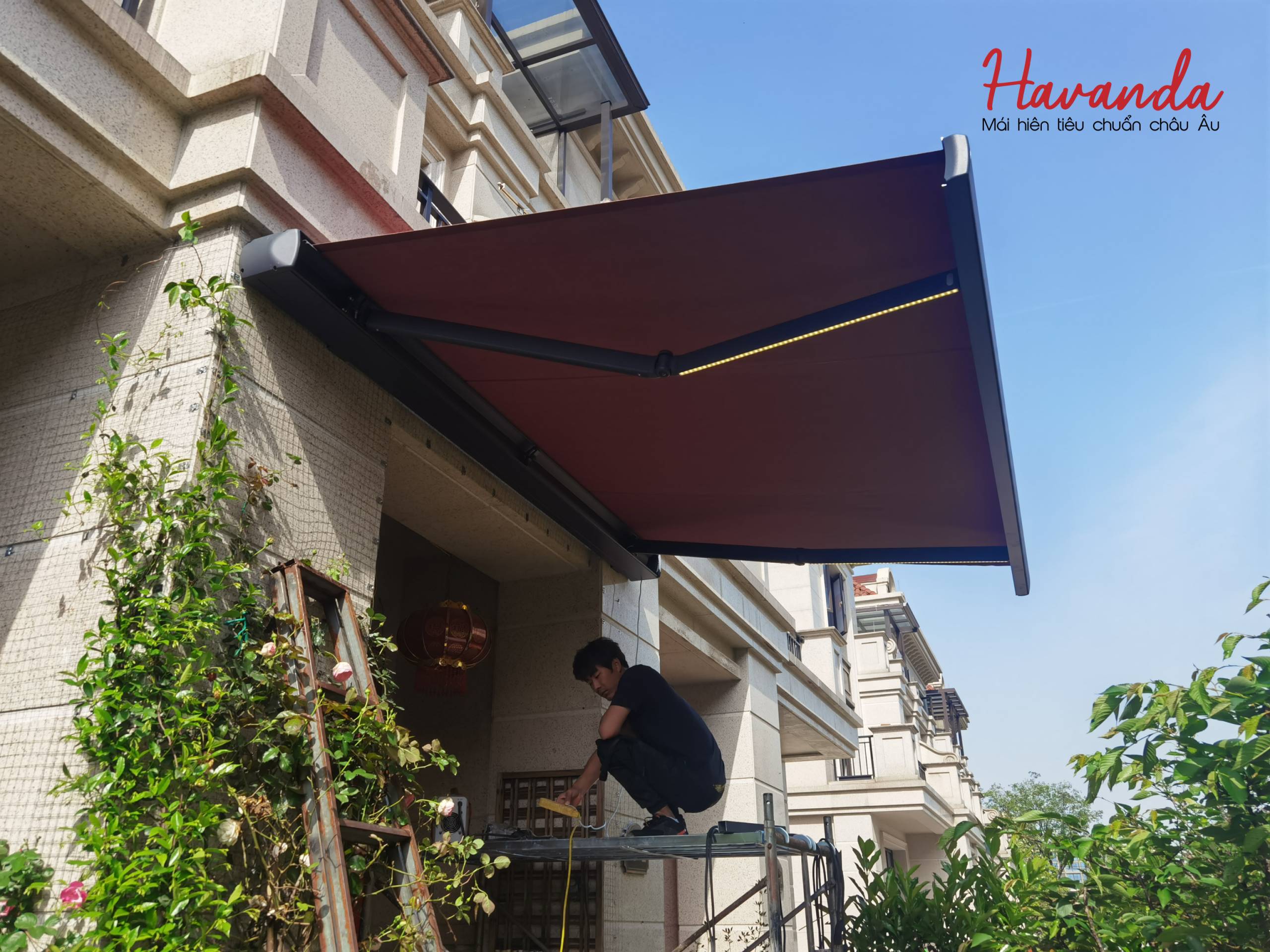 Công trình mái hiên điện tự động hoàn thiện lắp đặt tại Quận 7 Tp HCM